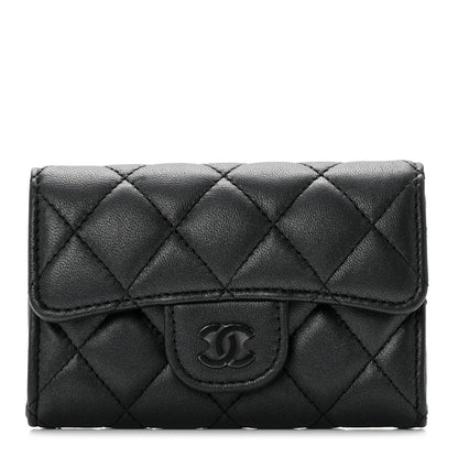 Chanel Pearly Lambskin Quilted Flap Card Holder Wallet So Black 1 of 8