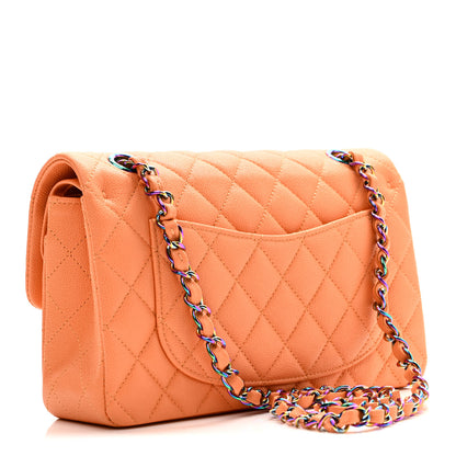 Chanel Caviar Quilted Rainbow CC Small Double Flap Orange 3 of 10