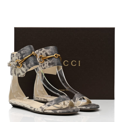 Gucci Calfskin Animalier Karung Printed Horsebit Sandals 35.5 Roccia 8 of 8