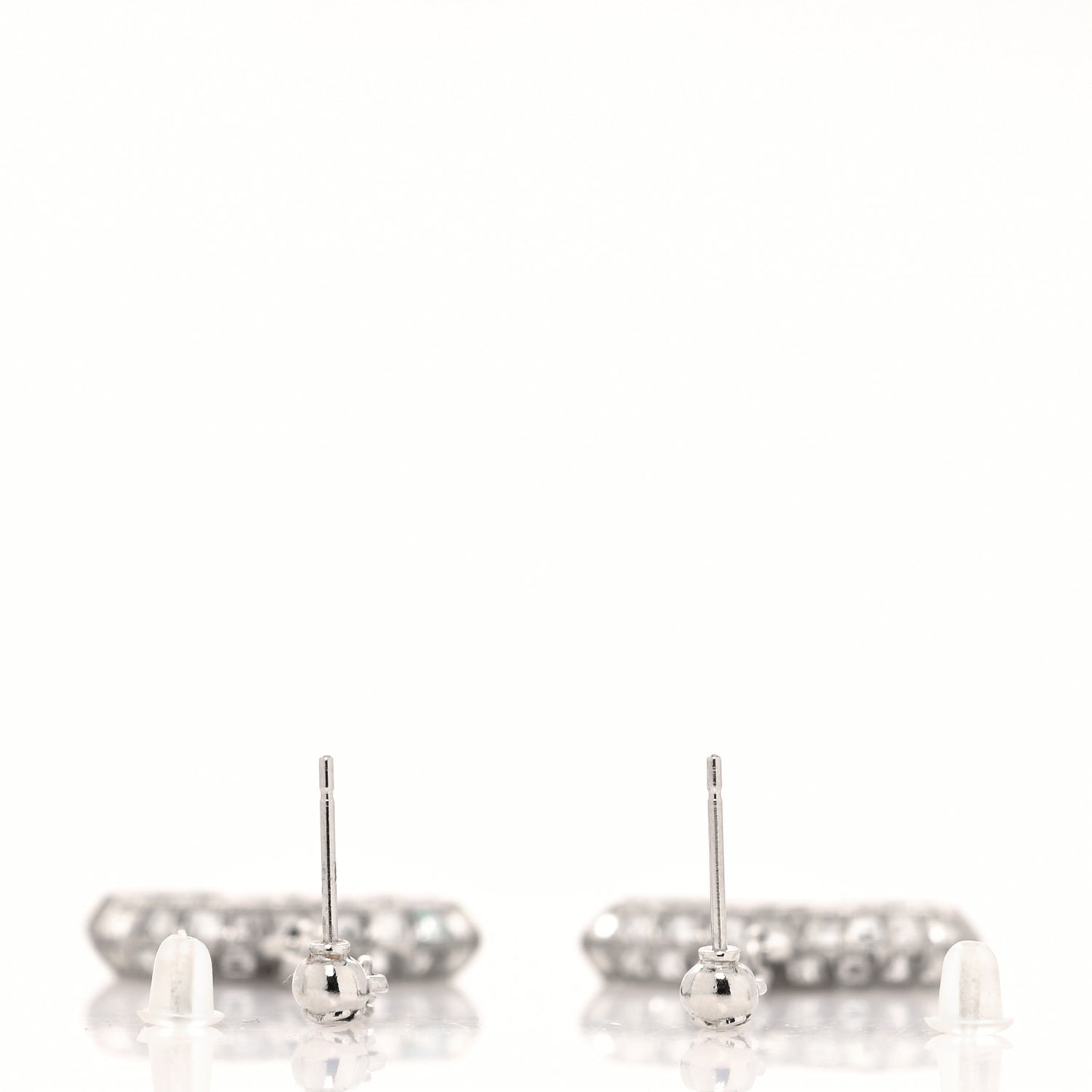 Baguette Crystal CC Drop Earrings Silver