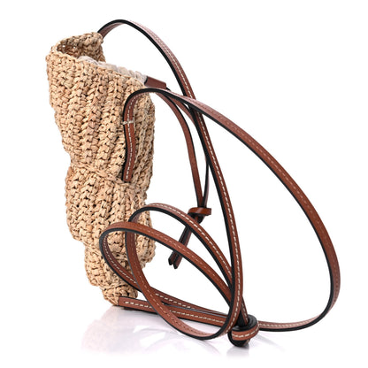 Loewe Calfskin Raffia Paulas Ibiza Tulip Shell Pouch Bag Natural Tan 3 of 9