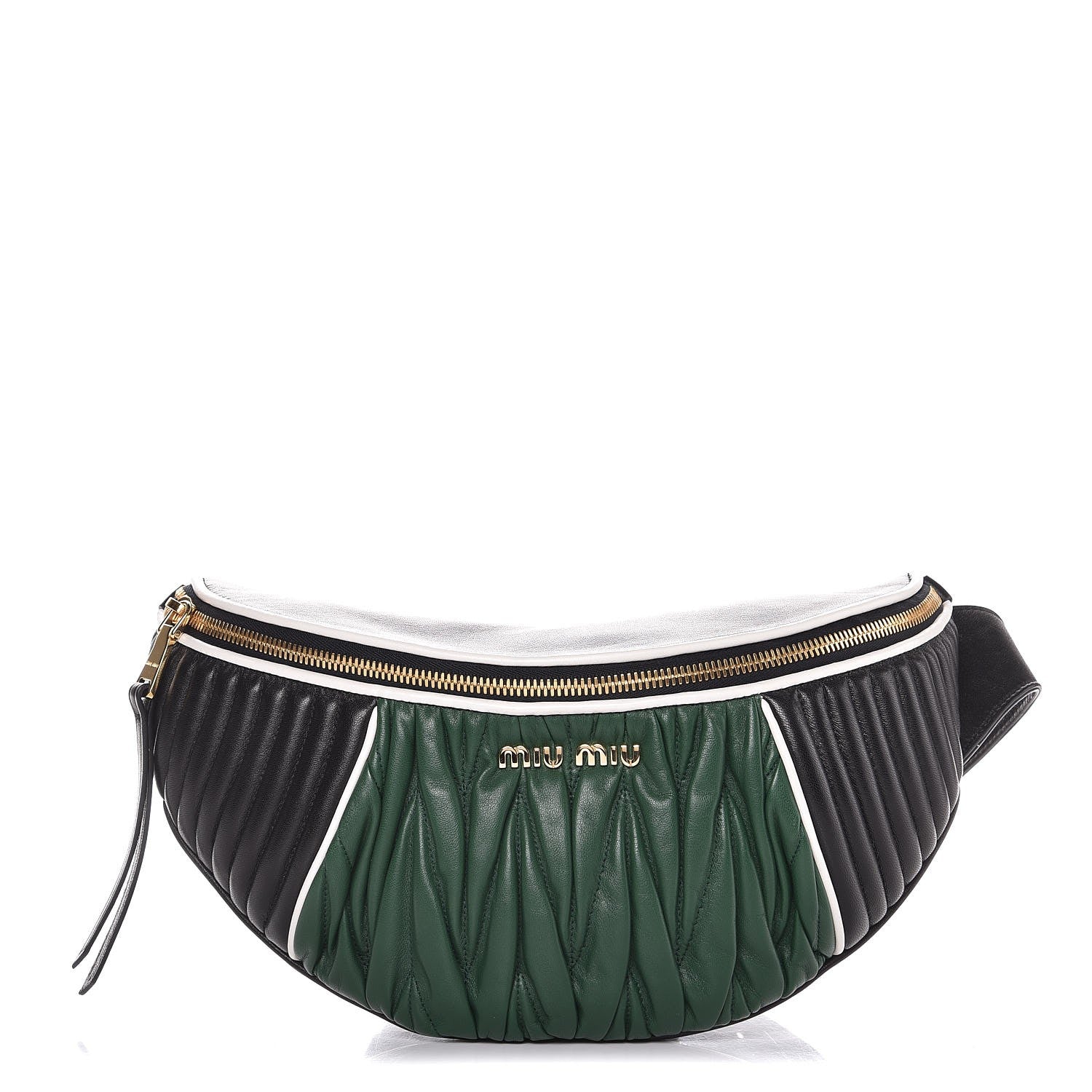 Miu Miu Nappa Matelasse Belt Bag Nero Black Billard Green 1 of 7