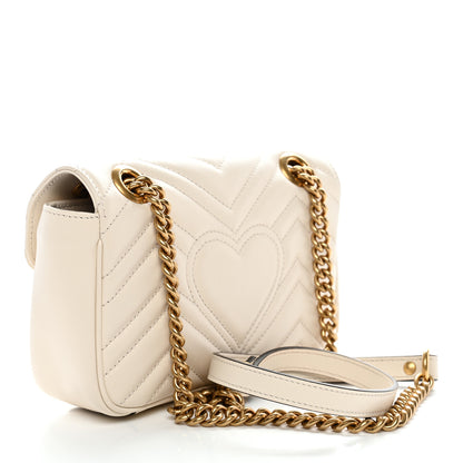 Gucci Calfskin Matelasse Mini GG Marmont Shoulder Bag White 2 of 9