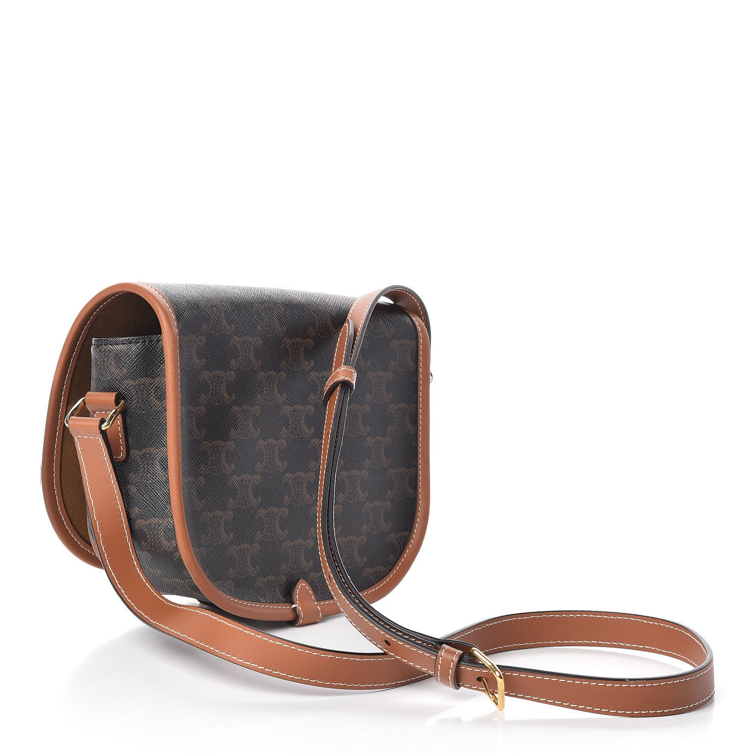 Celine Triomphe Canvas Medium Folco Bag Tan 3 of 11