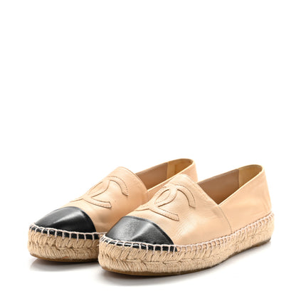 Chanel Lambskin CC Espadrilles 37 Beige Black 4 of 9