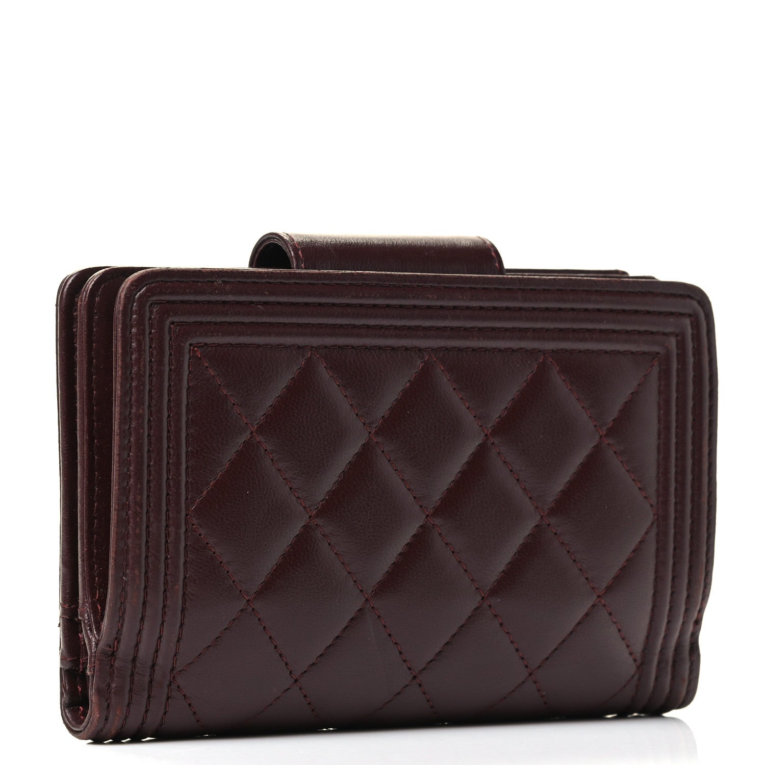 Chanel Lambskin Quilted Boy Zipped Pocket Wallet Burgundy 2 of 4