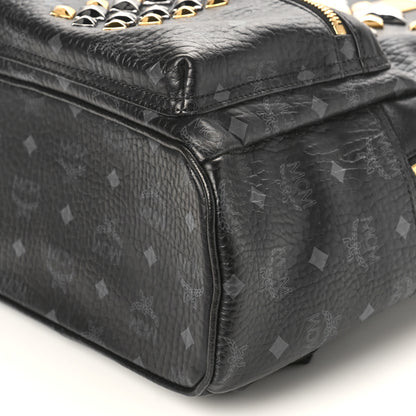MCM Visetos Studded Colorblock Small Stark Brock Backpack Black 9 of 9