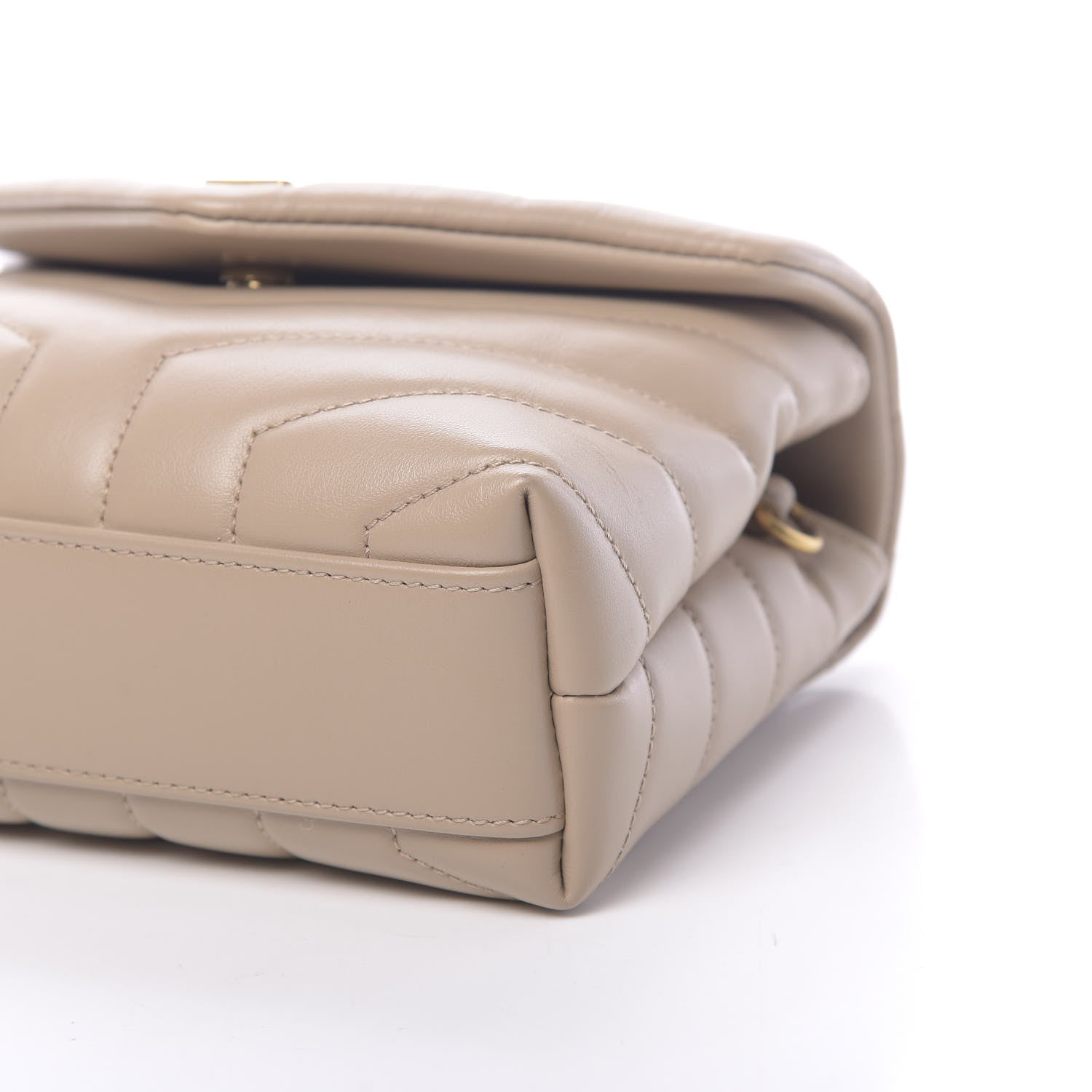 Saint Laurent Calfskin Y Quilted Monogram Toy Loulou Crossbody Bag Dark Beige 9 of 11