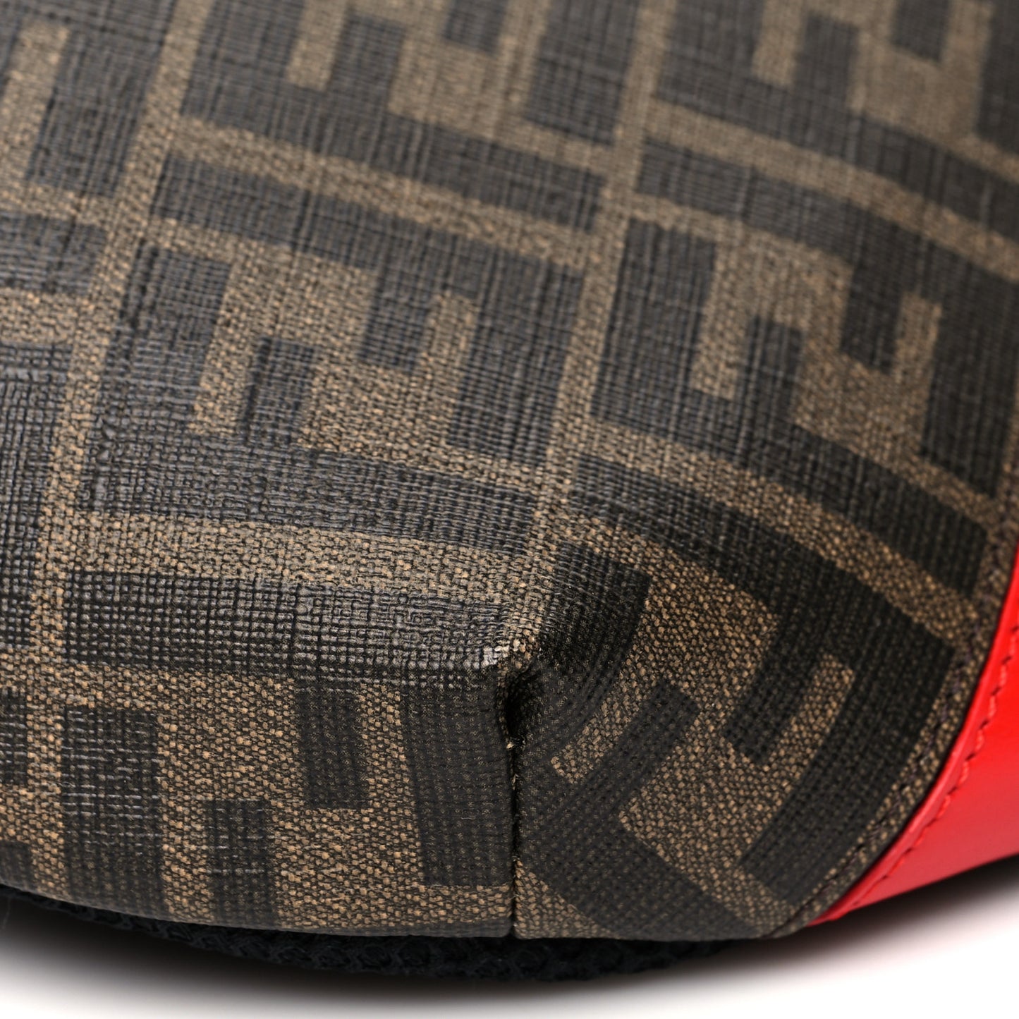 Glazed Fabric Vitello Liberty FF 1974 Diagonal Belt Bag Tobacco Rosso Black