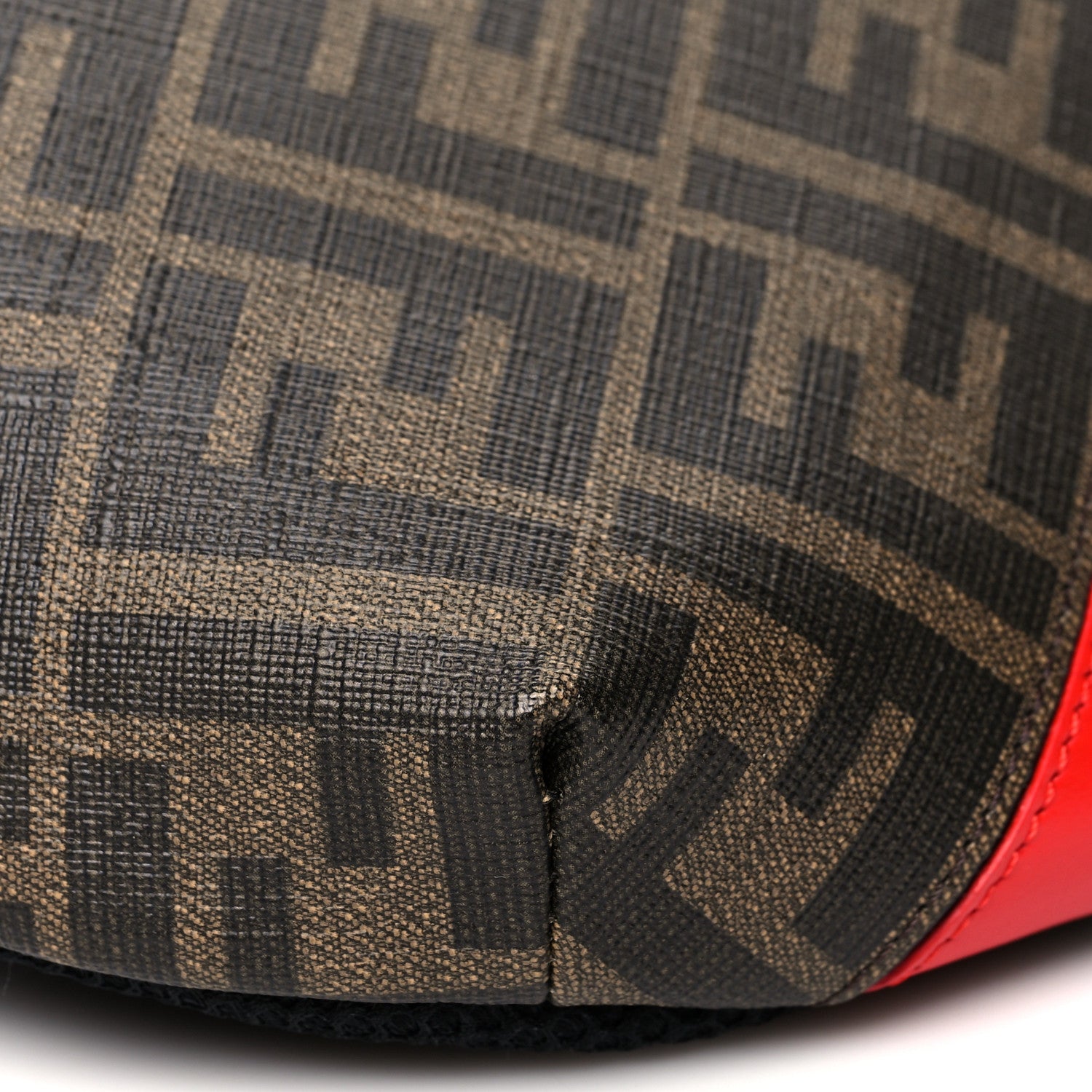Fendi Glazed Fabric Vitello Liberty FF 1974 Diagonal Belt Bag Tobacco Rosso Black 8 of 9