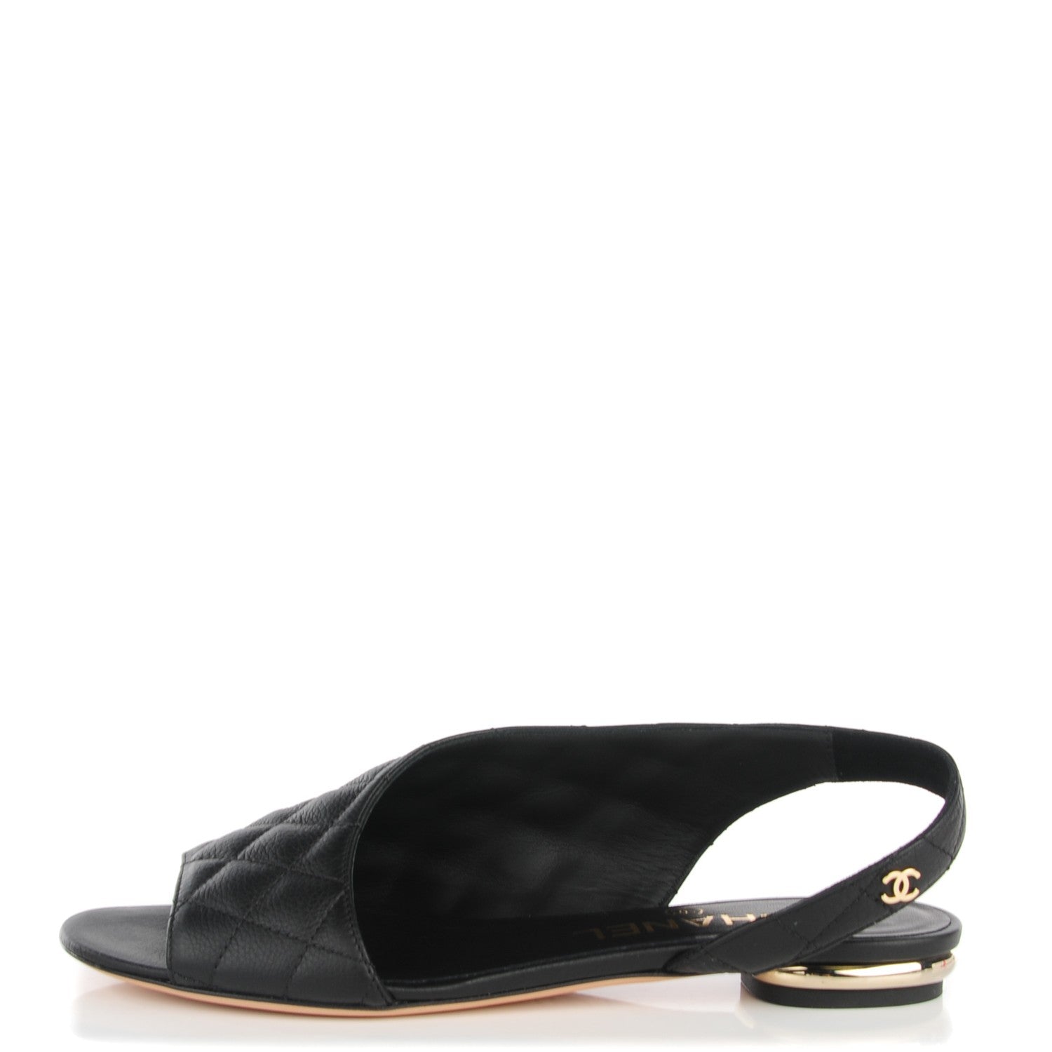 Chanel Calfskin Quilted Slingback Sandals 35 Black 1 of 7