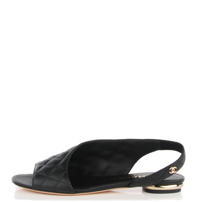 Chanel Calfskin Quilted Slingback Sandals 35 Black 1 of 7