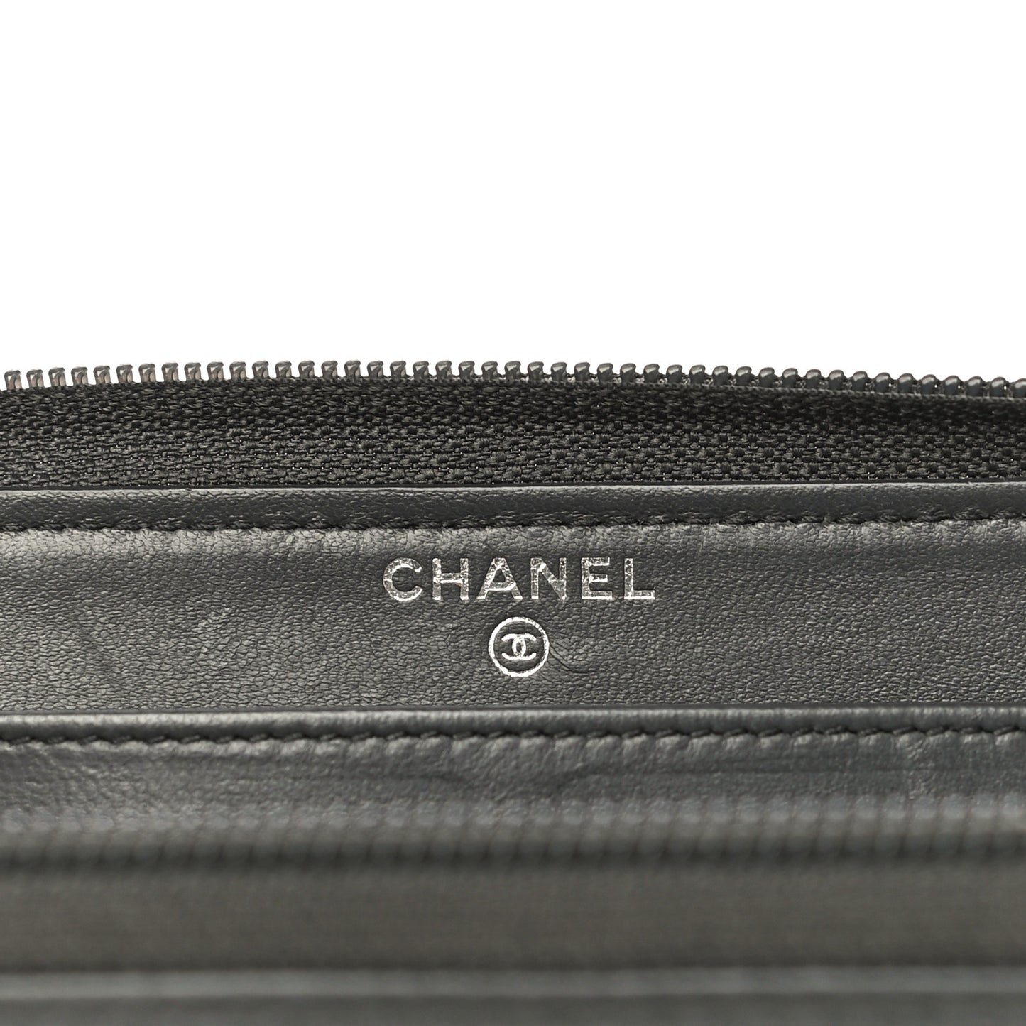 Lambskin Quilted Boy Zip Around Wallet Dark Grey
