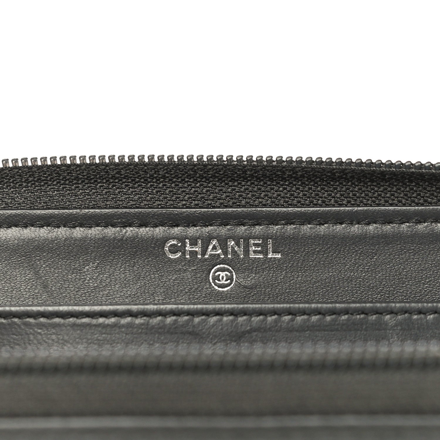 Chanel Lambskin Quilted Boy Zip Around Wallet Dark Grey 10 of 18
