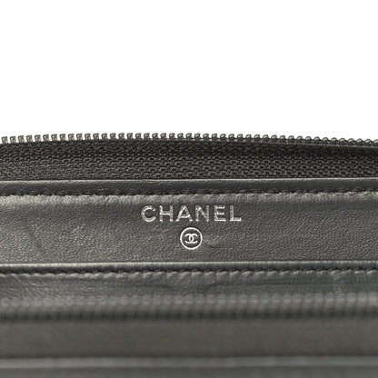 Chanel Lambskin Quilted Boy Zip Around Wallet Dark Grey 10 of 18