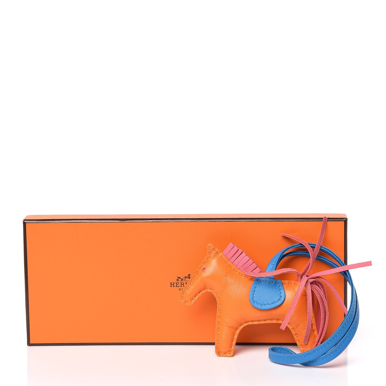 Hermes Milo Lambskin Grigri Rodeo Horse Bag Charm PM Orange Bleu Zanzibar Rose Azalee 5 of 5