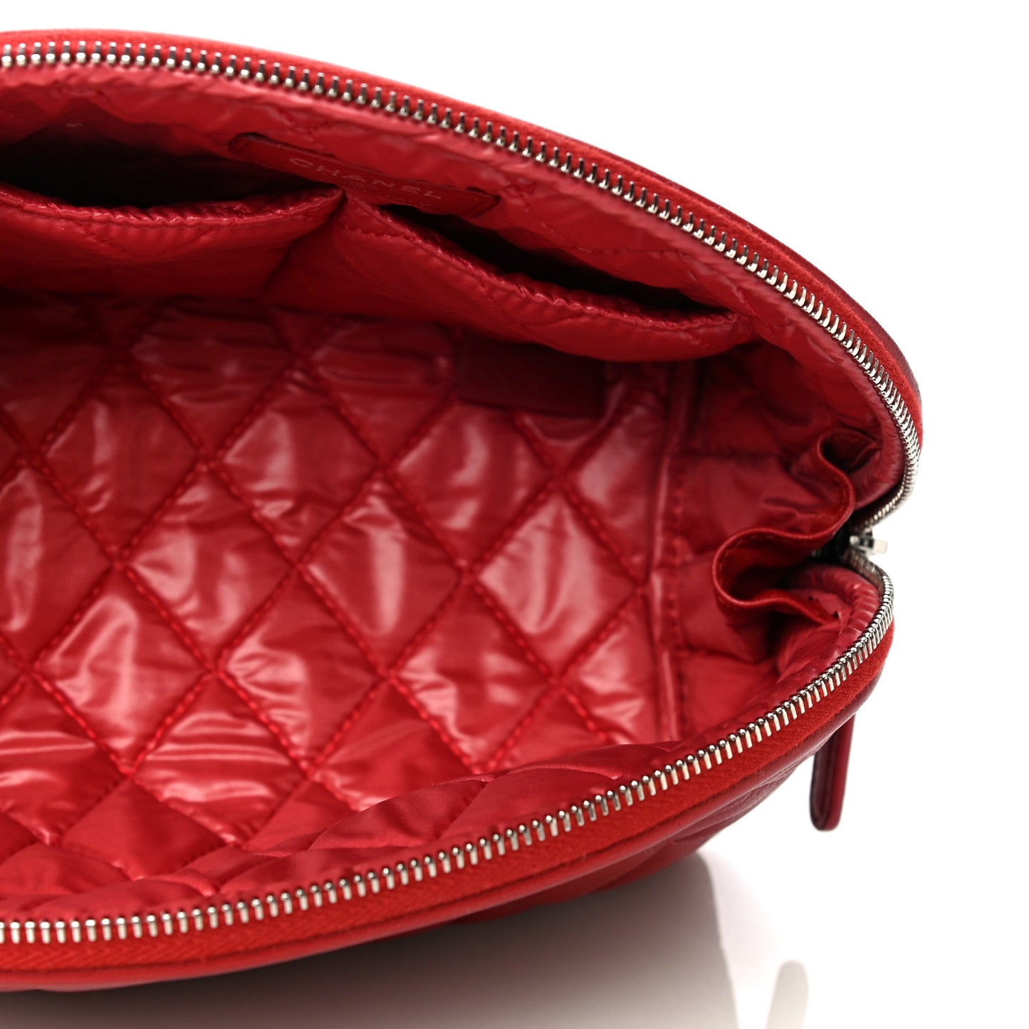 Lambskin Quilted Cosmetic Case Red