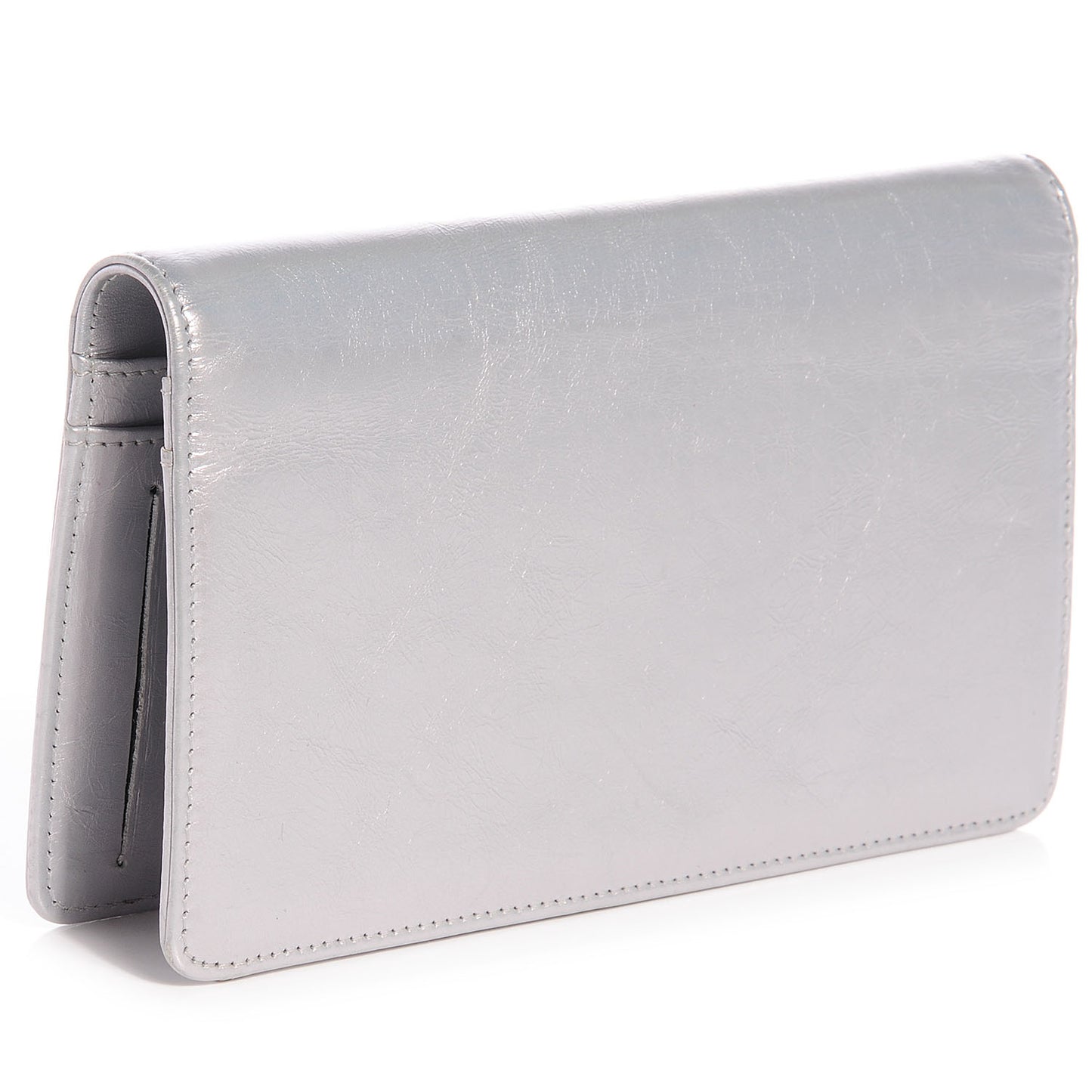 Leather CC Bow Wallet Metallic Silver