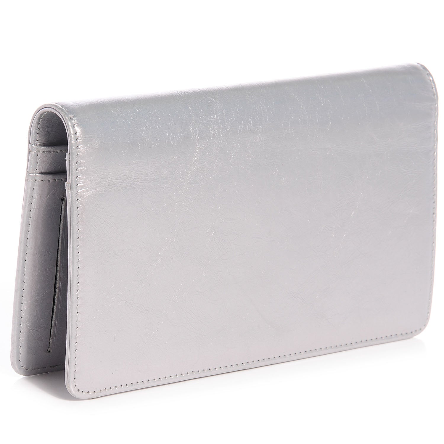 Chanel Leather CC Bow Wallet Metallic Silver 3 of 8