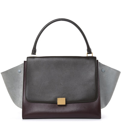 Celine Calfskin Suede Large Tri-Color Trapeze Dark Grey 1 of 17