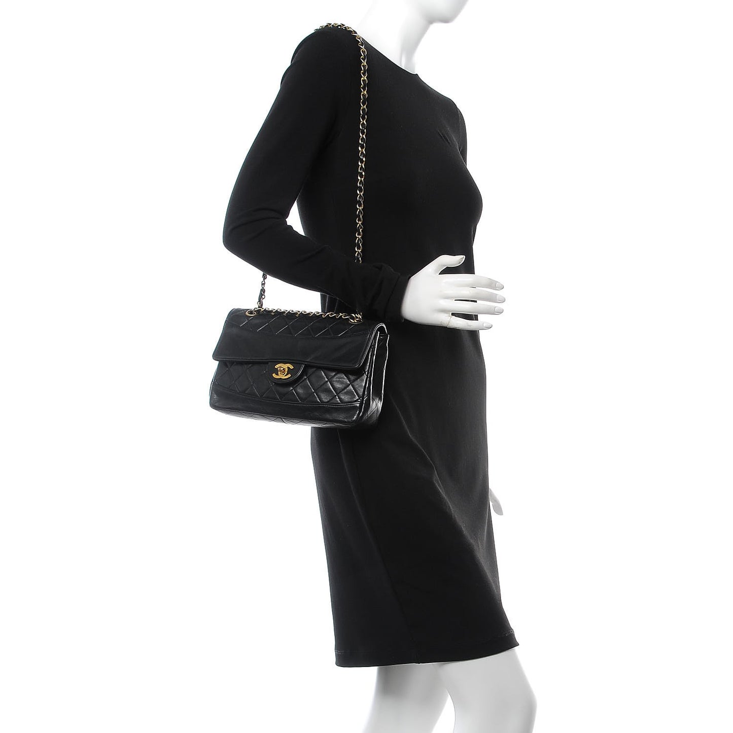 Lambskin Quilted Small Single Flap Black