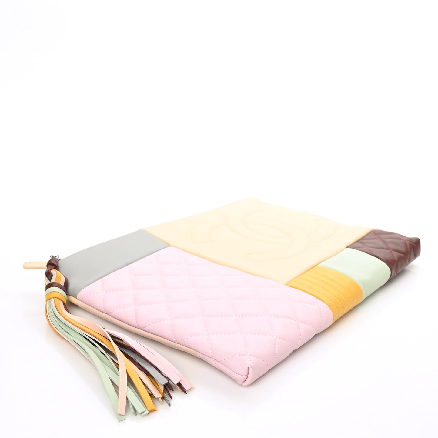 Lambskin Patchwork Medium Cosmetic Case Multicolor Burgundy