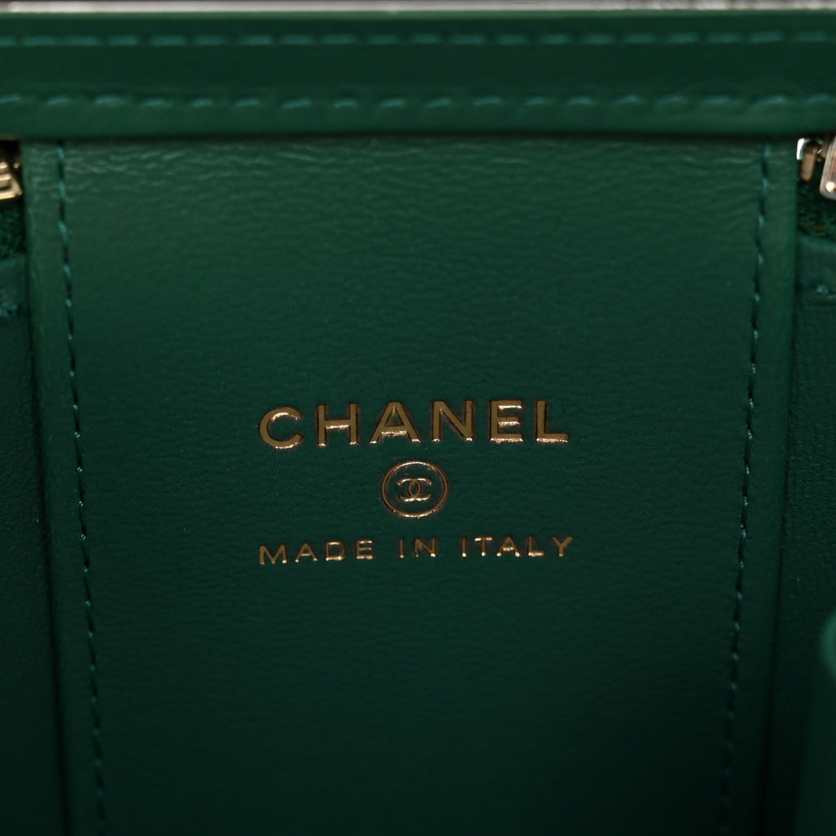 Chanel Lambskin Quilted Top Handle Mini Vanity Case With Chain Green 6 of 12