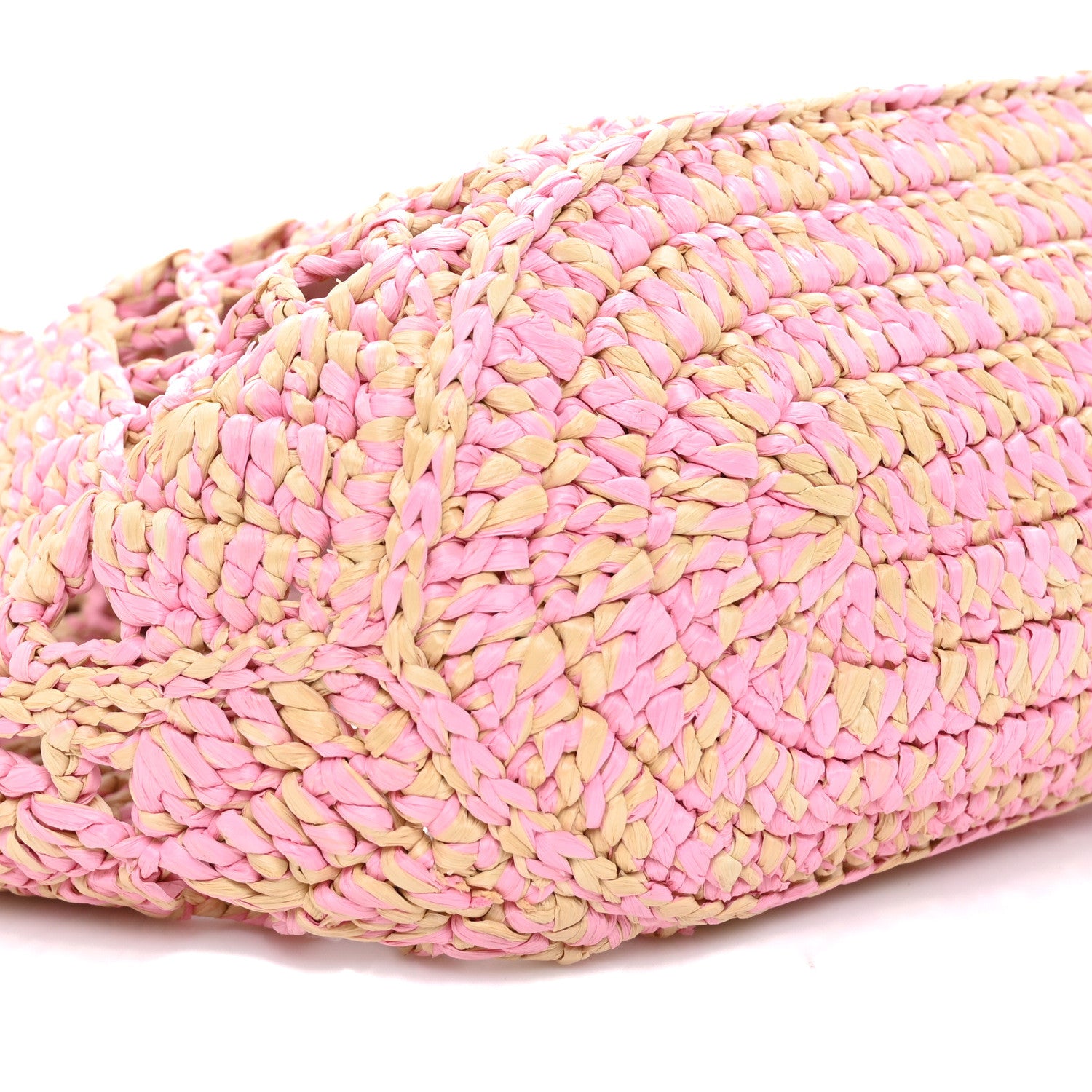Chanel Raffia Effect Braided Small Shopping Bag Beige Pink 9 of 11