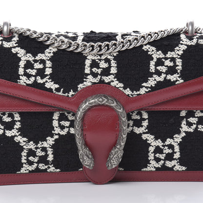 Gucci Tweed GG Monogram Small Dionysus Shoulder Bag Black White Romantic Cherry 8 of 11
