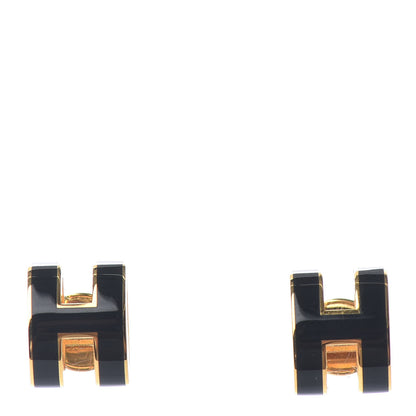 Hermes Gold Lacquered Pop H Earrings Black 1 of 3