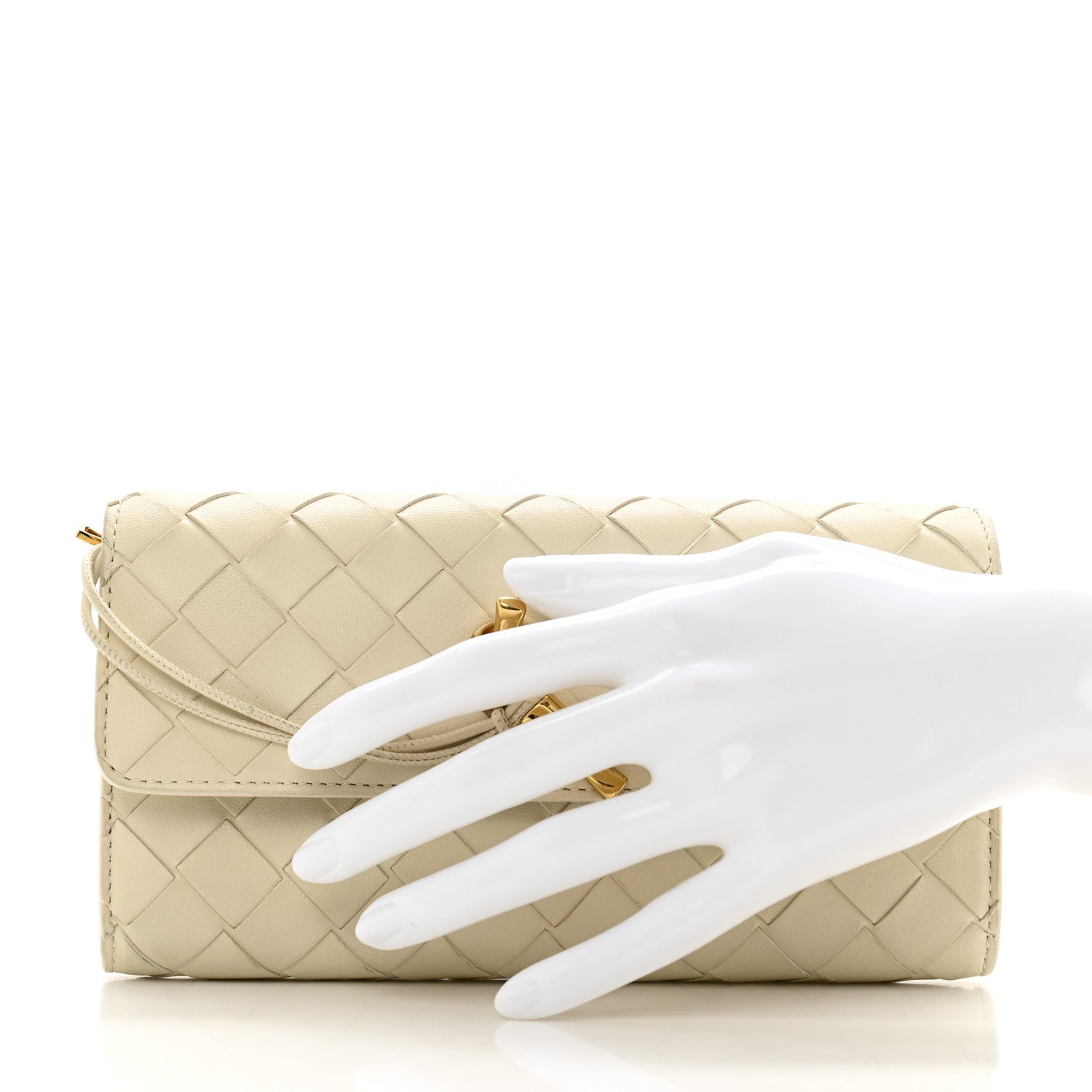 Bottega Veneta Nappa Intrecciato Andiamo Large Flap Wallet White 2 of 13