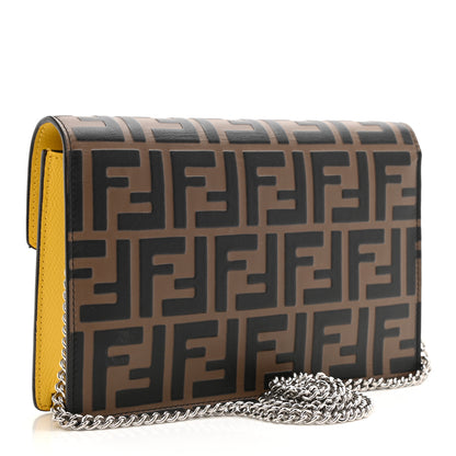 Fendi Vitello Cruise F is Fendi Bi-Color FF 1974 Embossed Medium Envelope Wallet On Chain Maya Black Sunflower 3 of 9