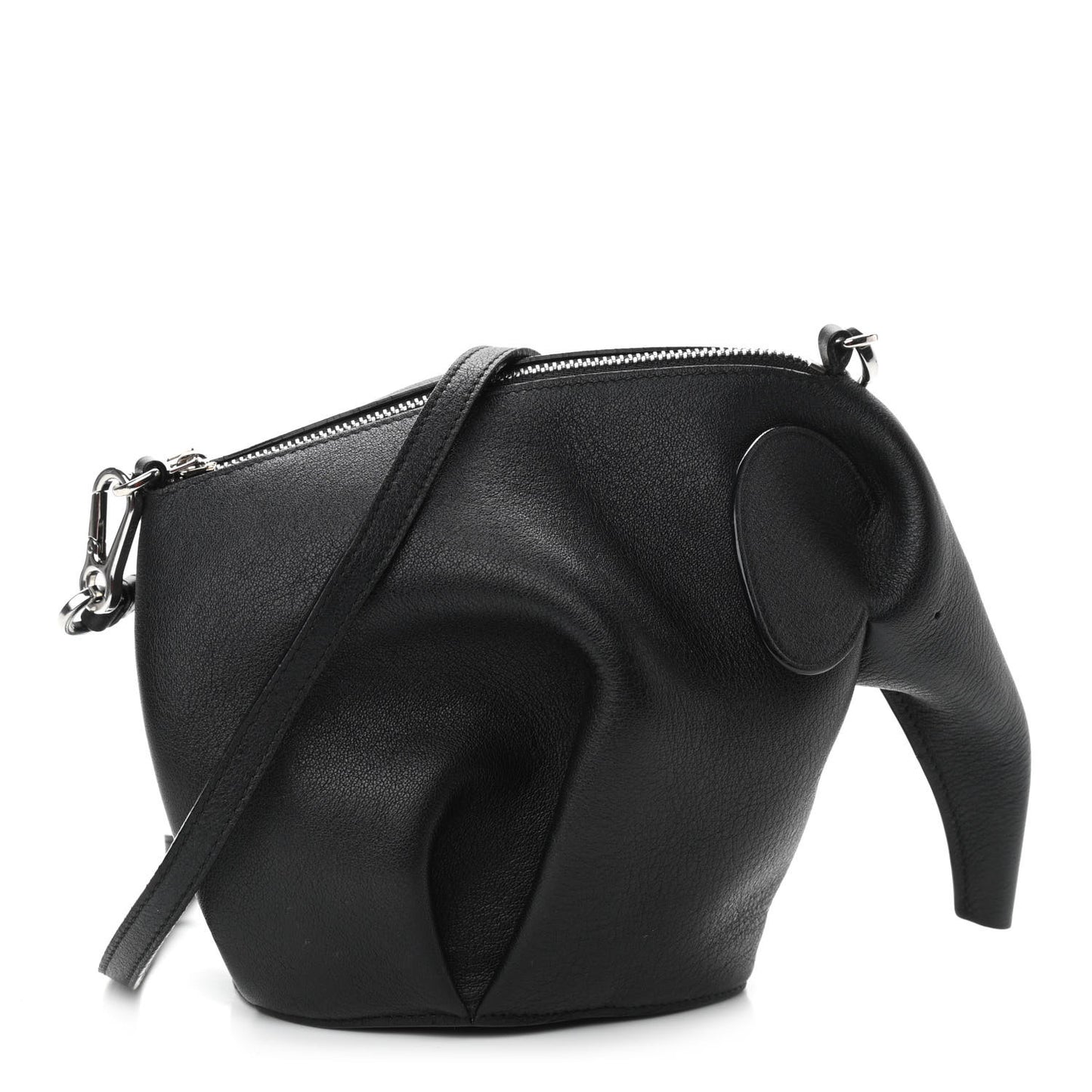 Calfskin Mini Elephant Crossbody Bag Black