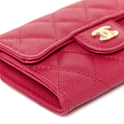 Chanel Caviar Quilted Flap Card Holder Wallet Dark Pink 10 of 11