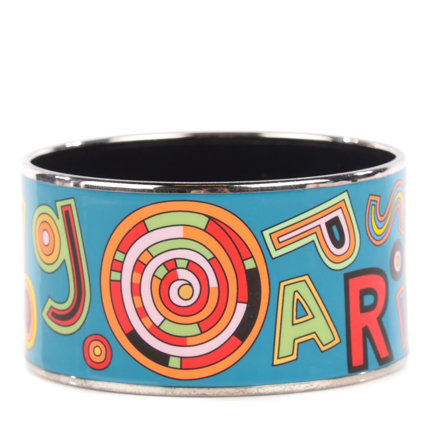 Hermes Enamel Printed Tohu Bohu Extra Wide Bracelet 70 Turquoise 1 of 5