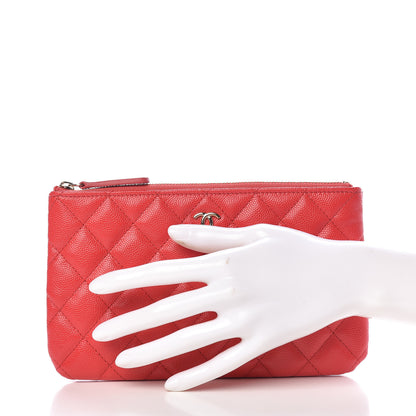 Chanel Shiny Caviar Quilted Cosmetic Case Red 2 of 8