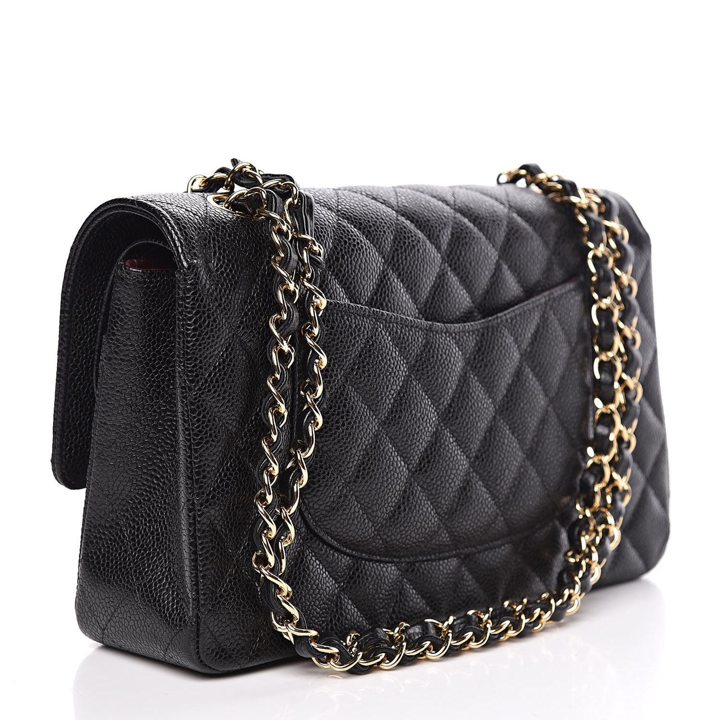 Caviar Quilted Medium Double Flap Black