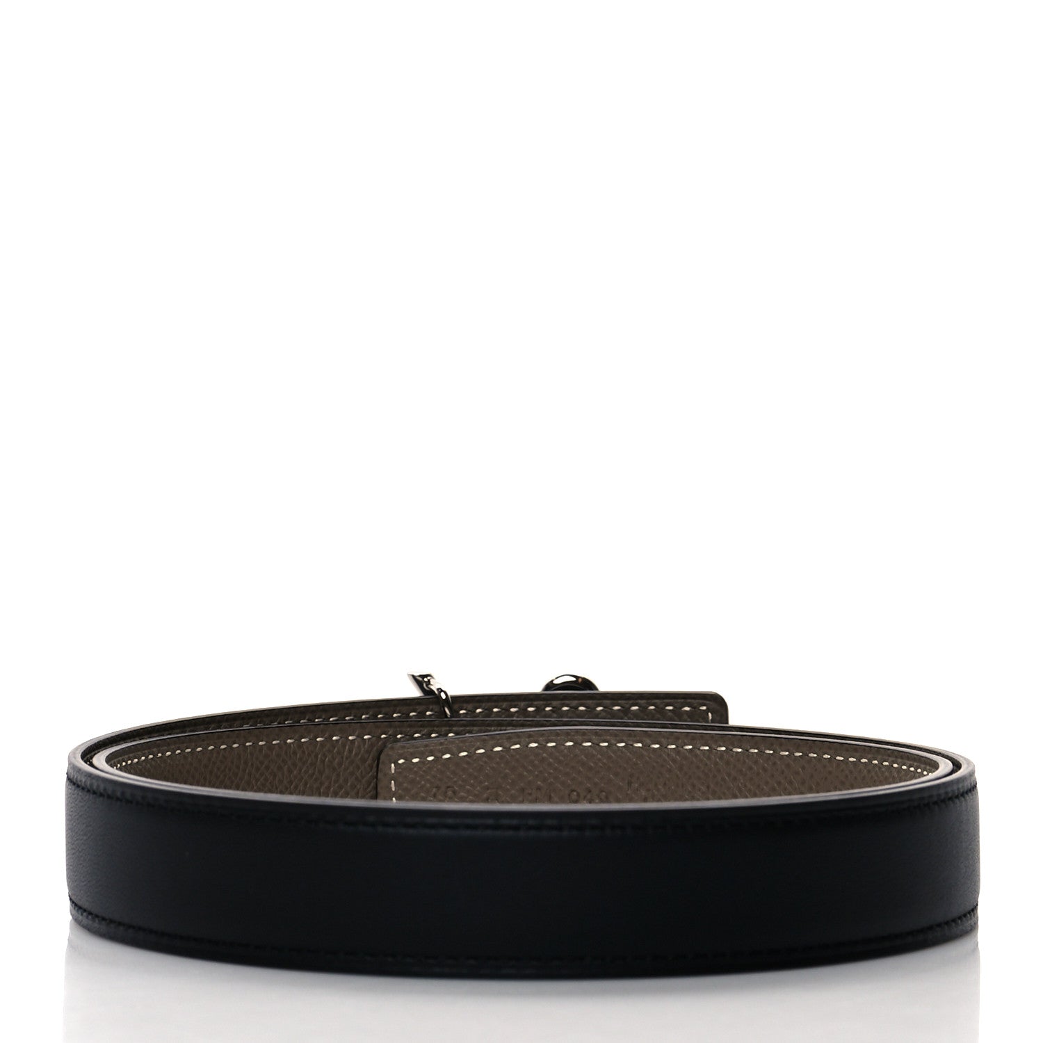Hermes Swift Epsom 24mm H Cursives Belt 75 Black Etoupe 2 of 6