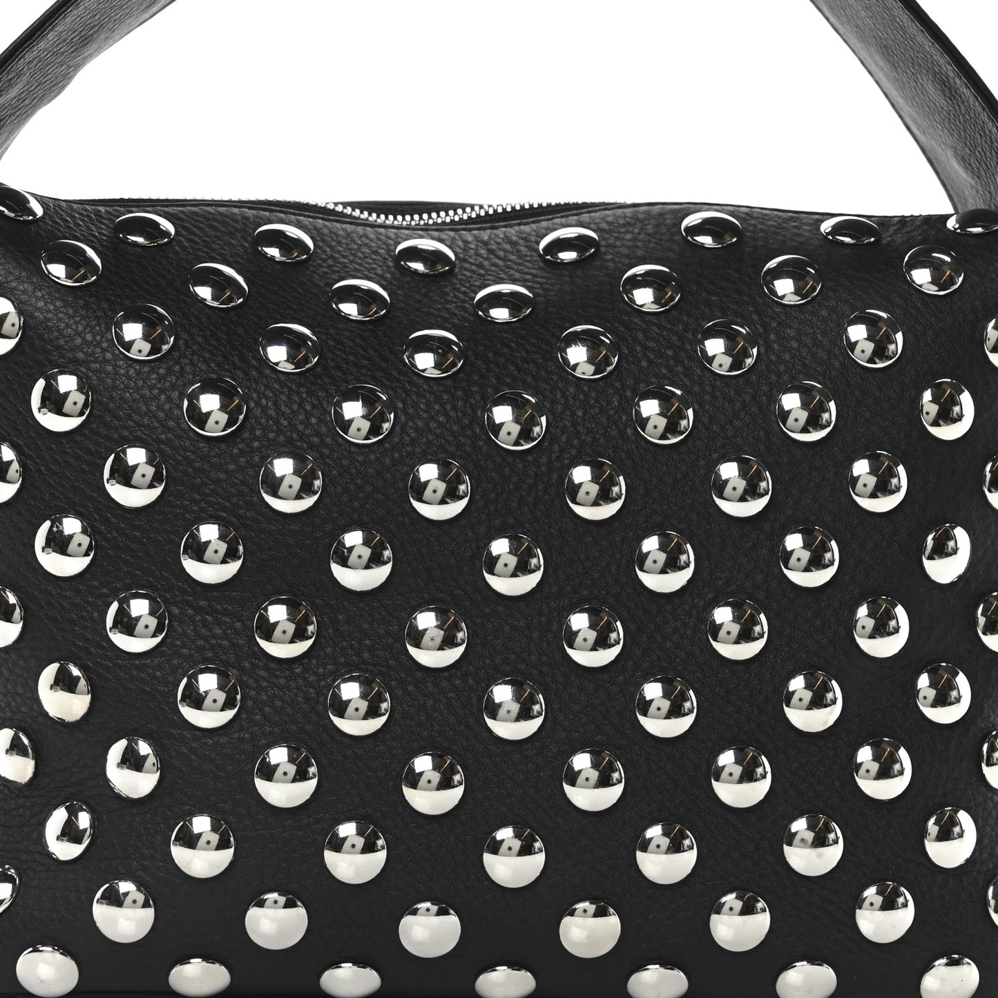Pebbled Sport Calfskin Studded Elena Black