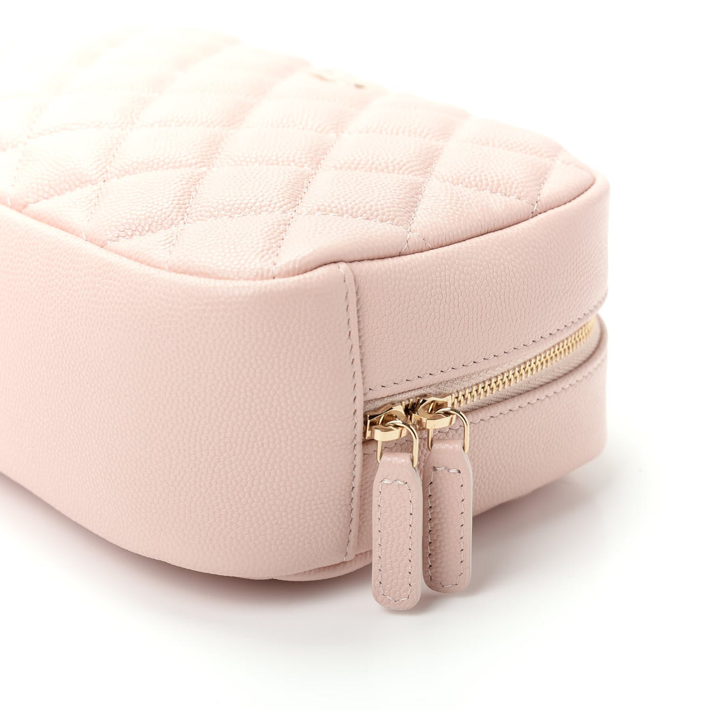 Caviar Quilted Medium Curvy Pouch Cosmetic Case Light Pink