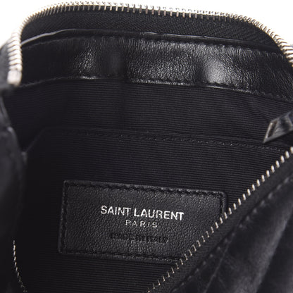 Saint Laurent Calfskin Matelasse Chevron Monogram Pouch Black 6 of 8