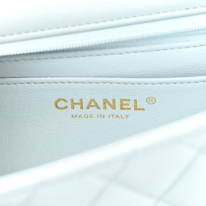 Chanel Lambskin Quilted Mini Top Handle Rectangular Flap Light Blue 6 of 13