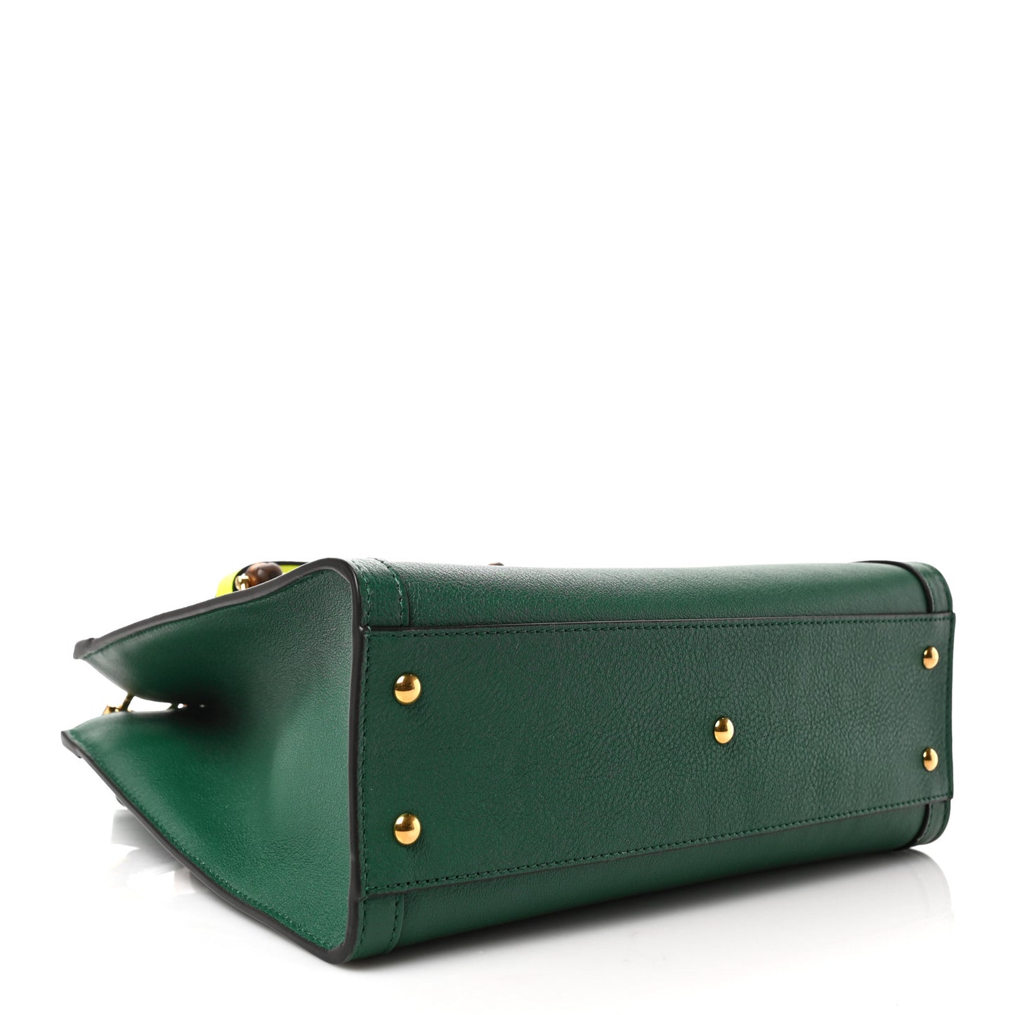Wonka Grain Calfskin Small Diana Tote Bag Green Yellow Fluo