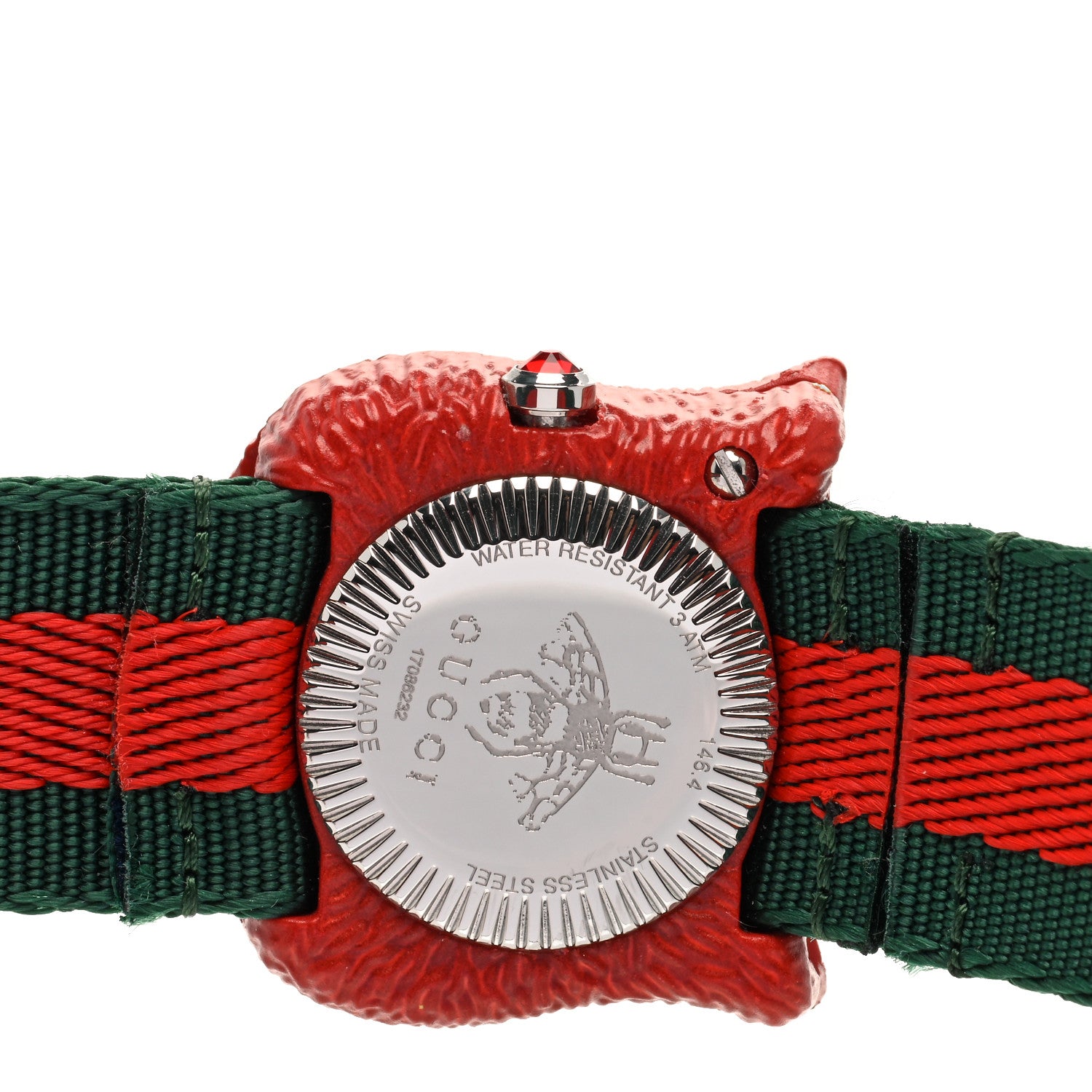 Gucci Stainless Steel Nylon 32mm Le Marche Des Merveilles Tiger Quartz Watch Red 5 of 5