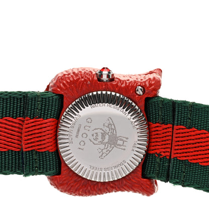 Gucci Stainless Steel Nylon 32mm Le Marche Des Merveilles Tiger Quartz Watch Red 5 of 5