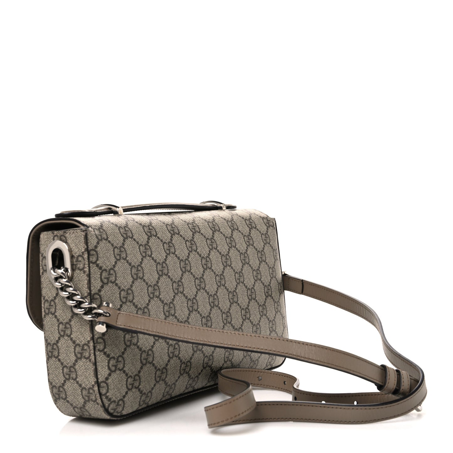 GG Supreme Monogram Petite GG Top Handle Shoulder Bag Beige Ebony