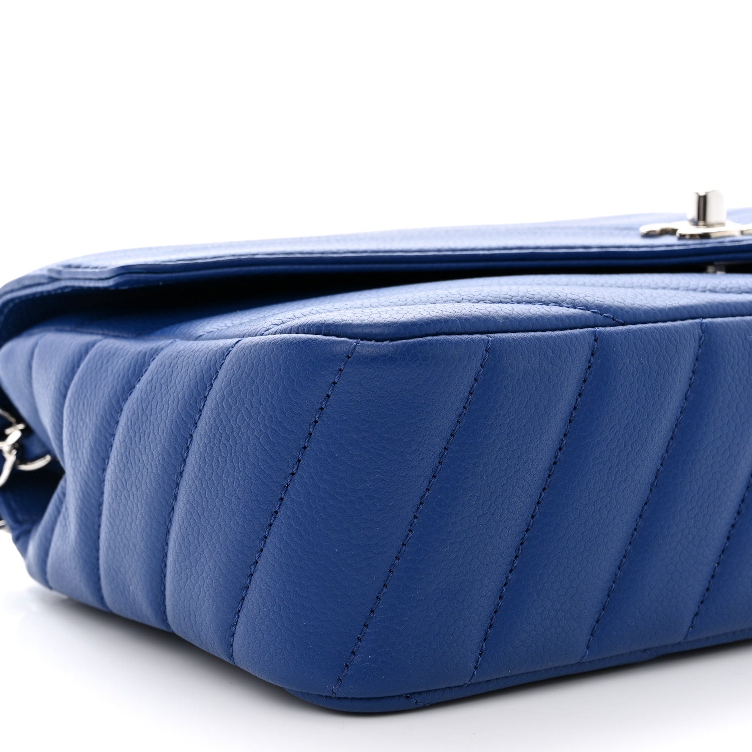 Chanel Caviar Chevron Quilted Single Flap Blue 9 of 10