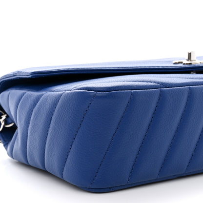 Chanel Caviar Chevron Quilted Single Flap Blue 9 of 10