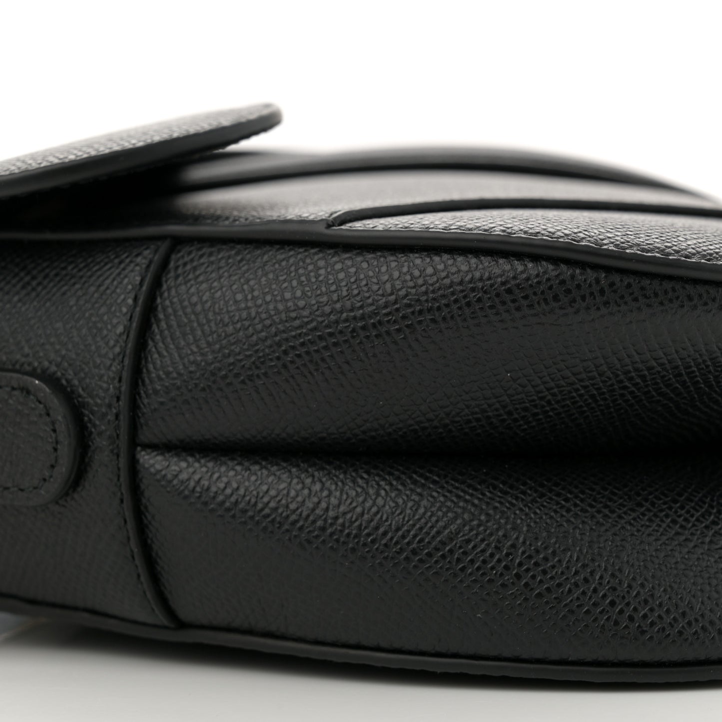 Grained Calfskin Saddle Bag With Strap Black