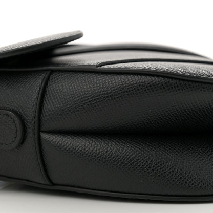Christian Dior Grained Calfskin Saddle Bag With Strap Black 9 of 10